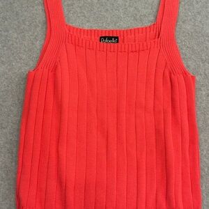 Rafaella Women's Red Ribbed Tank Top